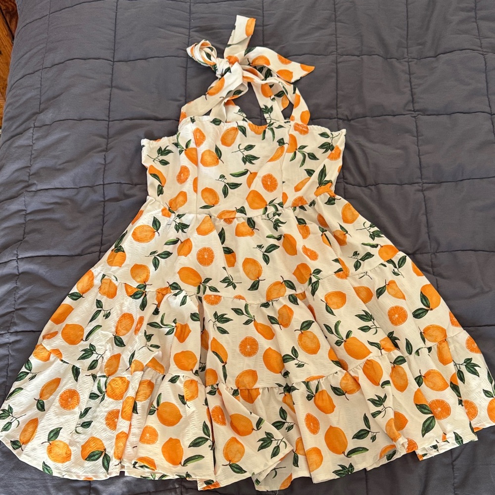 SHEIN Orange Print Mini Dress